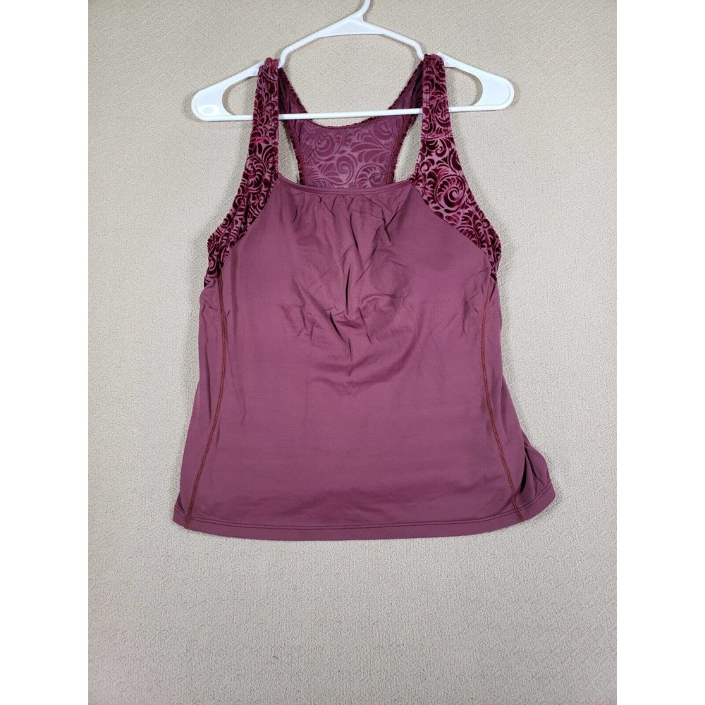 Private Island Shirt Womens Large L Built In Bra Stretch Pink Tank Top Cotton